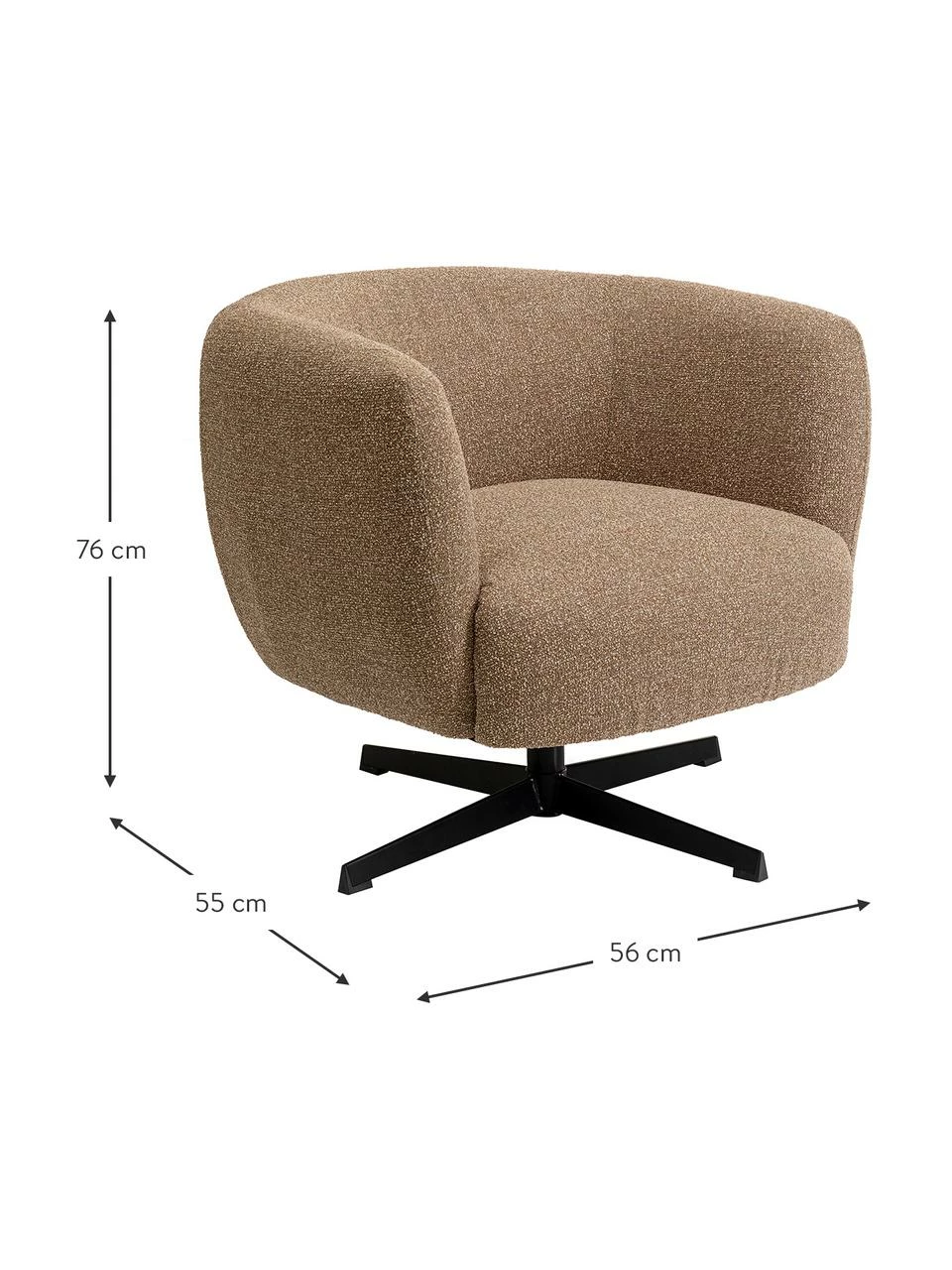 Kare Design Fauteuil pivotant beige Ricky, larg. 56 x prof. 55 cm 2 Kare Design Fauteuil pivotant beige Ricky, larg. 56 x prof. 55 cm – Image 2