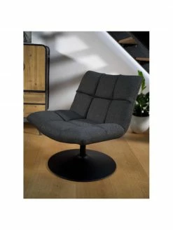 Dutchbone Fauteuil pivotant capitonné gris foncé Bar, larg. 66 x haut. 81 cm -furniture Soldes Fauteuil pivotant capitonne gris fonce Bar 2
