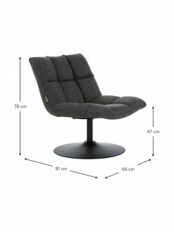 Dutchbone Fauteuil pivotant capitonné gris foncé Bar, larg. 66 x haut. 81 cm -furniture Soldes Fauteuil pivotant capitonne gris fonce Bar 3