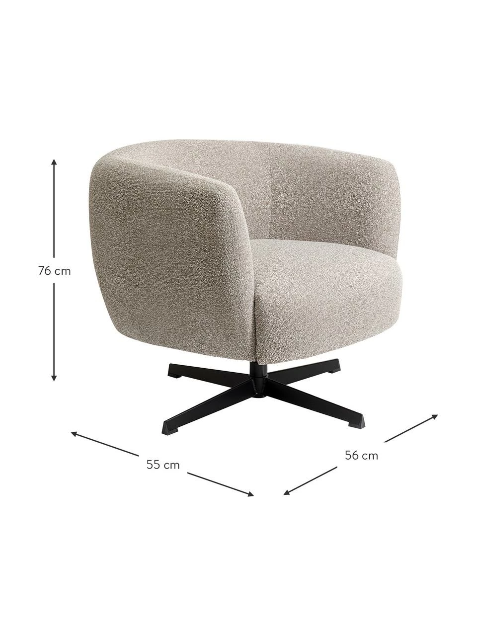 Kare Design Fauteuil pivotant gris Ricky, larg. 56 x prof. 55 cm 2 Kare Design Fauteuil pivotant gris Ricky, larg. 56 x prof. 55 cm – Image 2