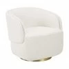 Westwing Collection Fauteuil pivotant tissu bouclé crème Irene, larg. 74 x prof. 70 cm