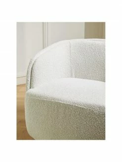 Westwing Collection Fauteuil pivotant tissu bouclé crème Irene, larg. 74 x prof. 70 cm -furniture Soldes Fauteuil pivotant tissu boucle creme Irene 2