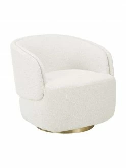 Westwing Collection Fauteuil pivotant tissu bouclé crème Irene, larg. 74 x prof. 70 cm