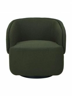 Westwing Collection Fauteuil pivotant tissu bouclé vert Irene, larg. 74 x prof. 70 cm -furniture Soldes Fauteuil pivotant tissu boucle vert Irene 3