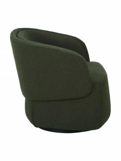 Westwing Collection Fauteuil pivotant tissu bouclé vert Irene, larg. 74 x prof. 70 cm -furniture Soldes Fauteuil pivotant tissu boucle vert Irene 4