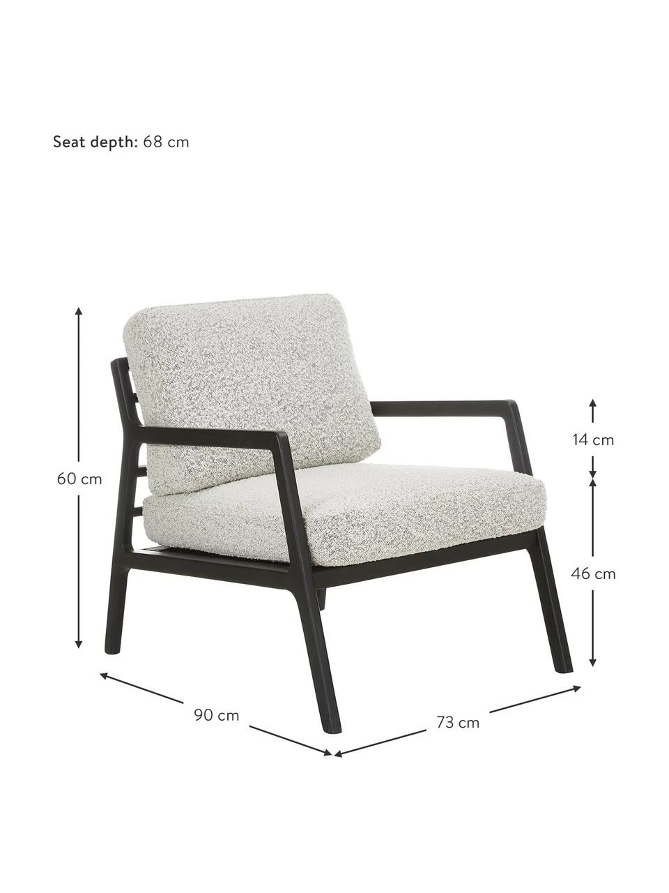 Westwing Collection Fauteuil scandi Becky, larg. 73 x haut. 71 cm 2 Westwing Collection Fauteuil scandi Becky, larg. 73 x haut. 71 cm – Image 2