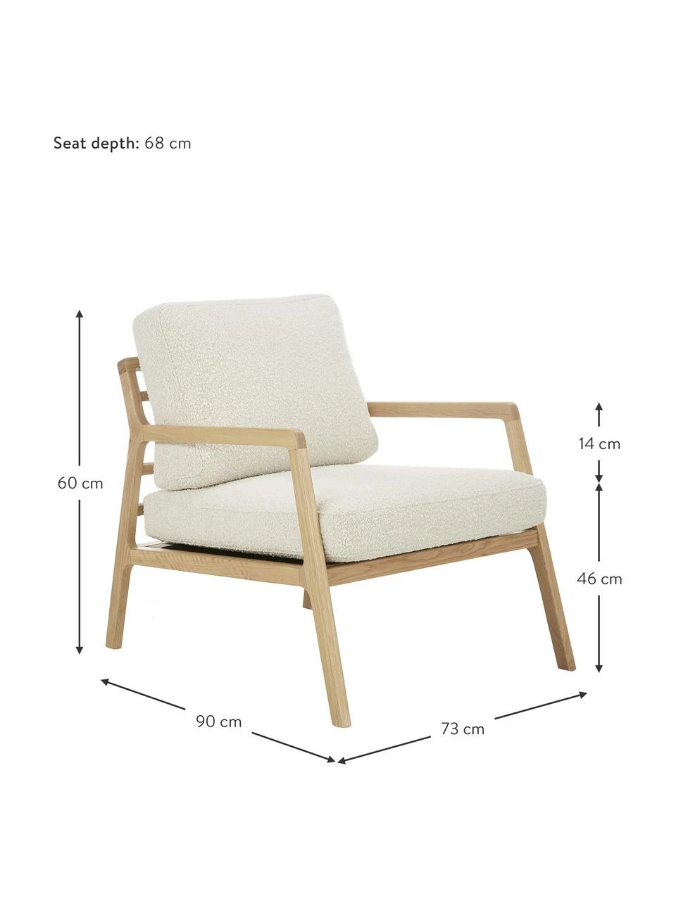 Westwing Collection Fauteuil scandi Becky, larg. 73 x haut. 71 cm 4 Westwing Collection Fauteuil scandi Becky, larg. 73 x haut. 71 cm – Image 4
