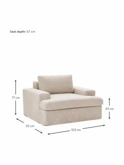 Westwing Collection Fauteuil taupe Russell, larg. 103 x haut. 77 cm -furniture Soldes Fauteuil taupe Russell 2