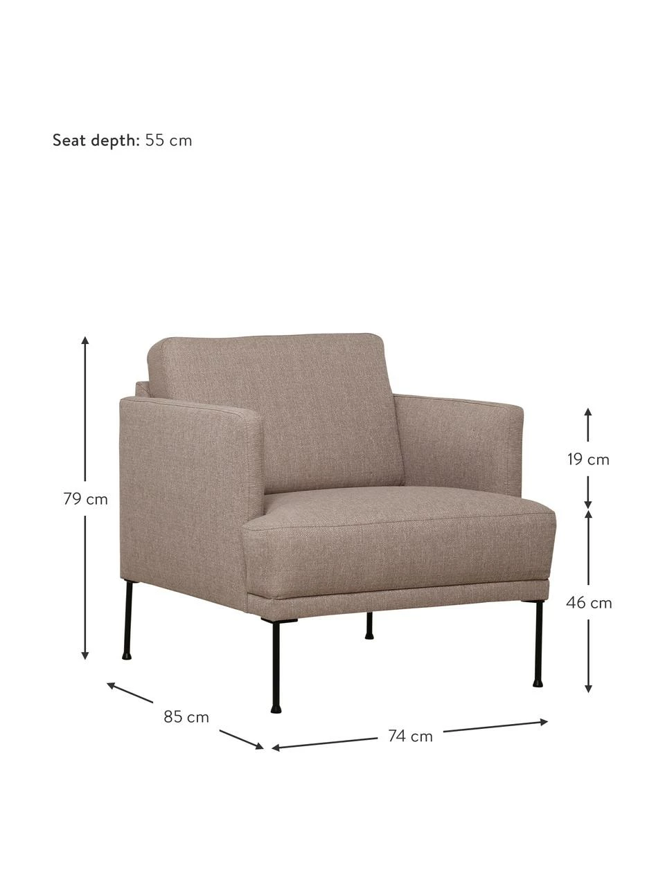 Westwing Collection Fauteuil taupe avec pieds en métal Fluente, larg. 74 x haut. 85 cm 3 Westwing Collection Fauteuil taupe avec pieds en métal Fluente, larg. 74 x haut. 85 cm – Image 3