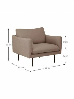 Westwing Collection Fauteuil taupe avec pieds en métal Moby, larg. 90 x haut. 90 cm -furniture Soldes Fauteuil taupe avec pieds en metal Moby 2