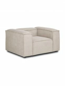 Westwing Collection Fauteuil velours côtelé beige Lennon, larg. 130 x prof. 101 cm