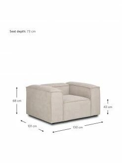 Westwing Collection Fauteuil velours côtelé beige Lennon, larg. 130 x prof. 101 cm -furniture Soldes Fauteuil velours cotele beige Lennon 4