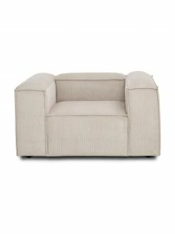 Westwing Collection Fauteuil velours côtelé beige Lennon, larg. 130 x prof. 101 cm -furniture Soldes Fauteuil velours cotele beige Lennon 5