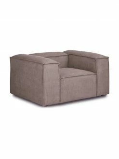 Westwing Collection Fauteuil velours côtelé brun Lennon, larg. 130 x prof. 101 cm