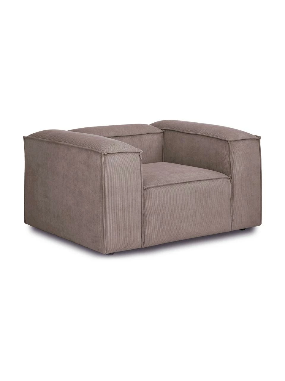 Westwing Collection Fauteuil velours côtelé brun Lennon, larg. 130 x prof. 101 cm 1 Westwing Collection Fauteuil velours côtelé brun Lennon, larg. 130 x prof. 101 cm