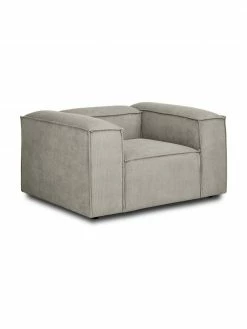 Westwing Collection Fauteuil velours côtelé gris Lennon, larg. 130 x prof. 101 cm