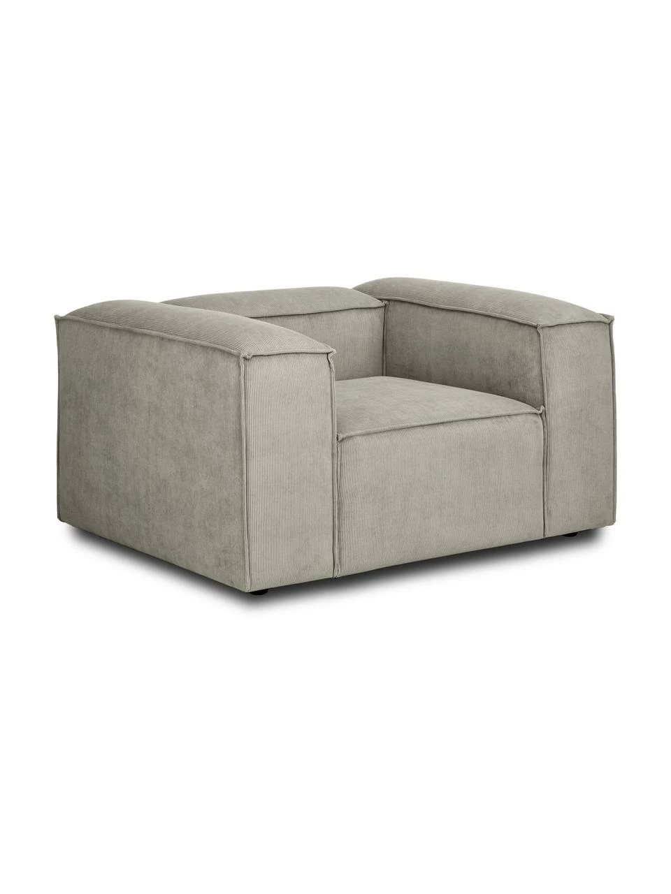 Westwing Collection Fauteuil velours côtelé gris Lennon, larg. 130 x prof. 101 cm 1 Westwing Collection Fauteuil velours côtelé gris Lennon, larg. 130 x prof. 101 cm