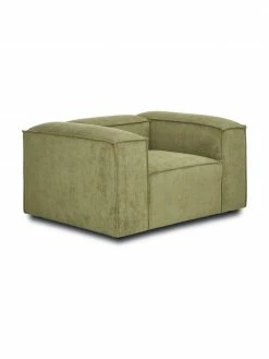 Westwing Collection Fauteuil velours côtelé vert Lennon, larg. 130 x prof. 101 cm