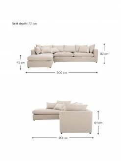 Grand canapé d'angle beige Zach, larg. 300 x prof. 213 cm, méridienne à gauche -furniture Soldes Grand canape dangle beige Zach 2