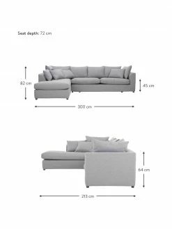 Grand canapé d'angle gris Zach, larg. 300 x prof. 213 cm, méridienne à gauche -furniture Soldes Grand canape dangle gris Zach 2