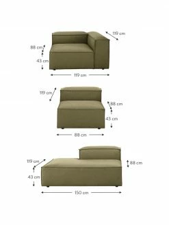 Westwing Collection Grand canapé méridienne modulaire vert Lennon, larg. 357 x prof. 119 cm, dossier à droite -furniture Soldes Grand canape meridienne modulaire vert Lennon 3