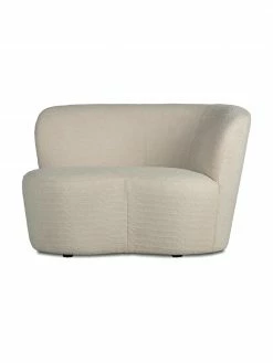 Grand fauteuil tissu bouclé beige Sibylla, larg. 112 x prof. 80 cm