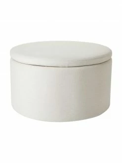 Westwing Collection Grand tabouret avec coffre beige Alida, Ø 70 x haut. 42 cm