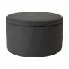 Westwing Collection Grand tabouret avec coffre gris foncé Alida, Ø 70 x haut. 42 cm