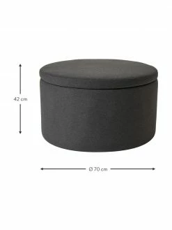 Westwing Collection Grand tabouret avec coffre gris foncé Alida, Ø 70 x haut. 42 cm -furniture Soldes Grand tabouret avec coffre gris fonce Alida 2
