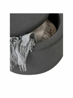 Westwing Collection Grand tabouret avec coffre gris foncé Alida, Ø 70 x haut. 42 cm -furniture Soldes Grand tabouret avec coffre gris fonce Alida 3