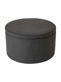 Westwing Collection Grand tabouret avec coffre gris foncé Alida, Ø 70 x haut. 42 cm -furniture Soldes Grand tabouret avec coffre gris fonce Alida 4