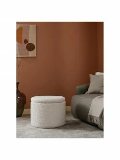 Westwing Collection Grand tabouret avec coffre tissu bouclé blanc Alida, Ø 50 x haut. 42 cm 8 Westwing Collection Grand tabouret avec coffre tissu bouclé blanc Alida, Ø 50 x haut. 42 cm -furniture Soldes Grand tabouret avec coffre tissu boucle blanc Alida 2