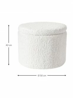 Westwing Collection Grand tabouret avec coffre tissu bouclé blanc Alida, Ø 50 x haut. 42 cm 9 Westwing Collection Grand tabouret avec coffre tissu bouclé blanc Alida, Ø 50 x haut. 42 cm -furniture Soldes Grand tabouret avec coffre tissu boucle blanc Alida 3