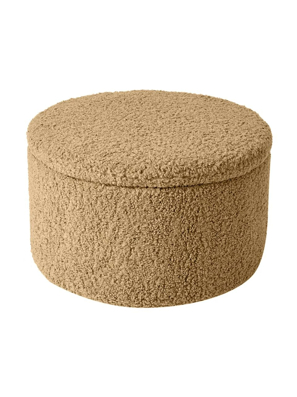 Westwing Collection Grand tabouret avec coffre tissu bouclé brun Alida, Ø 70 x haut. 42 cm 1 Westwing Collection Grand tabouret avec coffre tissu bouclé brun Alida, Ø 70 x haut. 42 cm