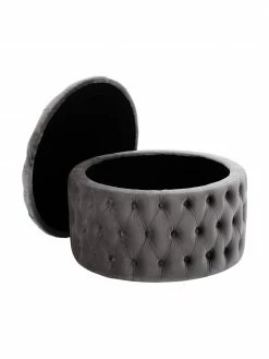 Westwing Collection Grand tabouret rond velours gris foncé avec rangement Chiara, Ø 70 x haut. 42 cm 10 Westwing Collection Grand tabouret rond velours gris foncé avec rangement Chiara, Ø 70 x haut. 42 cm -furniture Soldes Grand tabouret rond velours gris fonce avec rangement Chiara 4