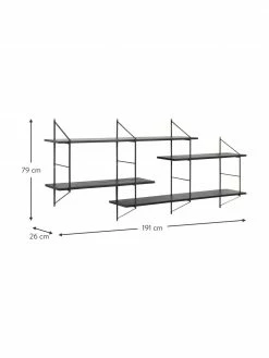 Grande étagère murale en bois et métal Belfast, larg. 191 x haut. 79 cm -furniture Soldes Grande etagere murale en bois et metal Belfast 2