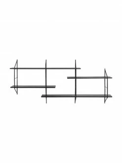 Grande étagère murale en bois et métal Belfast, larg. 191 x haut. 79 cm -furniture Soldes Grande etagere murale en bois et metal Belfast 3