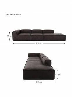 Westwing Collection Grande méridienne modulaire en cuir recyclé brun-gris Lennon, larg. 357 x prof. 119 cm, dossier à gauche -furniture Soldes Grande meridienne modulaire en cuir recycle brun gris Lennon 4