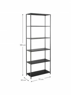 Westwing Collection Haute étagère industrielle en métal noir Neptun, larg. 70 x haut. 185 cm -furniture Soldes Haute etagere industrielle en metal noir Neptun 2