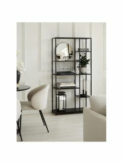 Westwing Collection Haute étagère industrielle en métal noir Neptun, larg. 80 x haut. 164 cm -furniture Soldes Haute etagere industrielle en metal noir Neptun 8