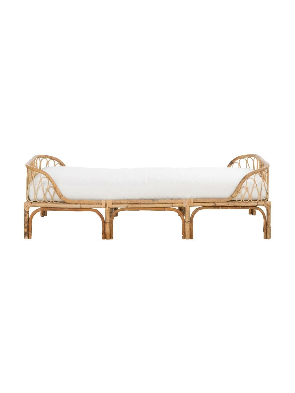 Lit de repos en bambou avec assise rembourrée Blond, larg. 185 x prof. 78 cm 1 Lit de repos en bambou avec assise rembourrée Blond, larg. 185 x prof. 78 cm