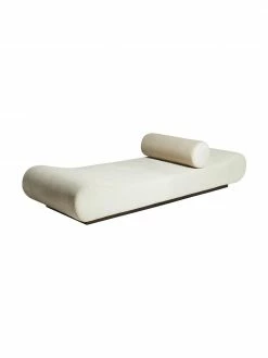 Lit de repos velours côtelé beige Faye, larg. 220 x prof. 80 cmDisponibilité limitée