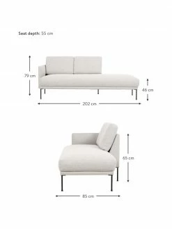 Westwing Collection Méridienne beige pieds en métal Fluente, larg. 202 x prof. 85 cm, dossier à gauche -furniture Soldes Meridienne beige pieds en metal Fluente 2