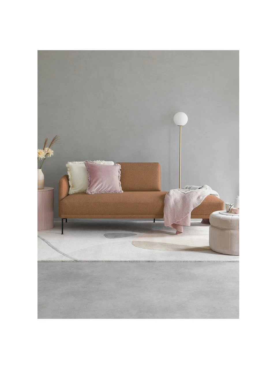 Westwing Collection Méridienne en nougat avec pieds en métal Fluente, larg. 202 x prof. 85 cm, dossier à gauche 2 Westwing Collection Méridienne en nougat avec pieds en métal Fluente, larg. 202 x prof. 85 cm, dossier à gauche – Image 2