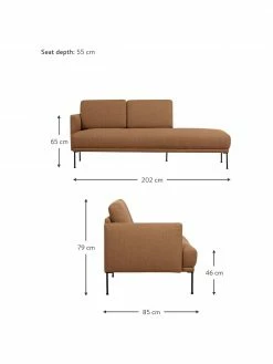 Westwing Collection Méridienne en nougat avec pieds en métal Fluente, larg. 202 x prof. 85 cm, dossier à gauche 8 Westwing Collection Méridienne en nougat avec pieds en métal Fluente, larg. 202 x prof. 85 cm, dossier à gauche -furniture Soldes Meridienne en nougat avec pieds en metal Fluente 2