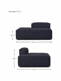 Westwing Collection Méridienne modulable bleu Lennon, larg. 150 x haut. 68 cm, dossier à droite -furniture Soldes Meridienne modulable bleu Lennon 8