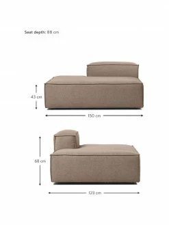 Westwing Collection Méridienne modulable brun Lennon, larg. 150 x haut. 68 cm, dossier à droite -furniture Soldes Meridienne modulable brun Lennon 3