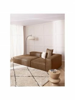 Westwing Collection Méridienne modulable cuir recyclé brun Lennon, larg. 150 x haut. 68 cm, dossier à droite -furniture Soldes Meridienne modulable cuir recycle brun Lennon 2