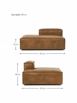 Westwing Collection Méridienne modulable cuir recyclé brun Lennon, larg. 150 x haut. 68 cm, dossier à droite -furniture Soldes Meridienne modulable cuir recycle brun Lennon 3