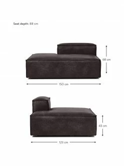 Westwing Collection Méridienne modulable cuir recyclé brun-gris Lennon, larg. 150 x haut. 68 cm, dossier à droite -furniture Soldes Meridienne modulable cuir recycle brun gris Lennon 8